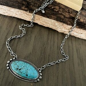 Turquoise and Silver Pendant Necklace